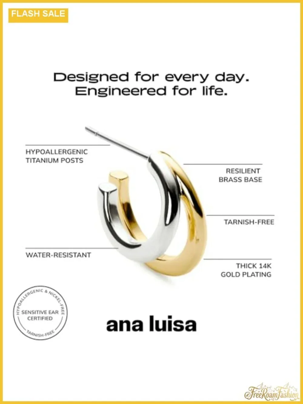 Double Hoop Earrings for Women - Sterling Silver, 14K Gold Plated & Rhodium